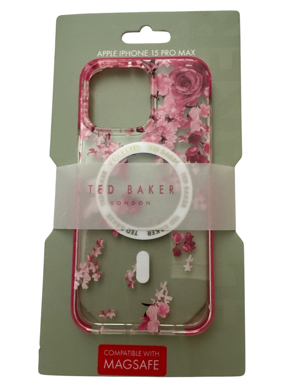 Ted Baker Pink Floral iPhone 15 Pro Max Case with MagSafe Ring